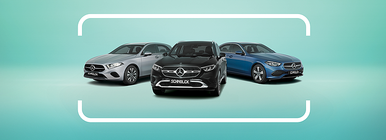 drei Junge Sterne fahteuge sind zu sehen für die 500€ Schmolck Werkstatt-Gutschein Aktion